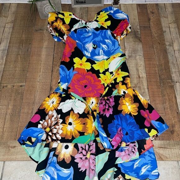 Christopher John Rogers Dress Womens small Black Blue Puff Sleeve Floral Target - Picture 12 of 14